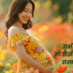 ''A smiling pregnant woman standing in a field of yellow flowers, capturing the essence of motherhood and prenatal values, with the message: "Give your child beautiful values right from the womb''